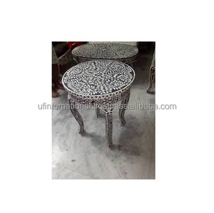 Taburete de diseño antiguo de lujo con incrustaciones de hueso, silla moderna decorativa para el hogar y forma redonda para decoración de sala de estar - Product Image 6