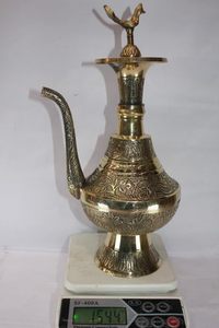 Vintage Brass Designer Surahi Jug with Handcrafted Engraved Work Traditional Indian Water Pitcher Vase Decorative <b>Antique</b> - Product Image 4