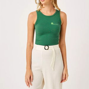 Camiseta sin mangas de punto acanalado informal para mujer, de longitud regular, de secado rápido, transpirable, ecológica, con cuello redondo, de spandex/algodón, para verano. - Product Image 6