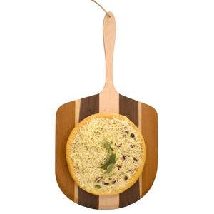 Tabla de cortar decorativa de madera de nogal de alta calidad, tabla redonda para servir pizza con asa para queso en la cocina - Product Image 5