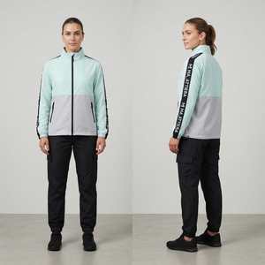 Veste coupe-vent à capuche pour homme, légère, à blocs de couleur, avec fermeture éclair intégrale, pour sports de plein air, avec ourlet réglable - Product Image 4