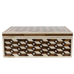 Boîte à bijoux en os avec motif floral, boîte de rangement décorative de luxe en résine et os, boîte incrustée d'os, pour la maison, à très bon prix d'usine - Product Image 1