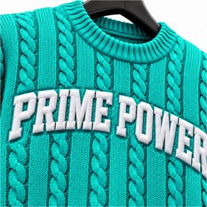 <b>Men's</b> Ribbed Crewneck Pullover with Braided Cable Stitching and Custom Wordmark Private Label Knitwear Factory Production - Product Image 4