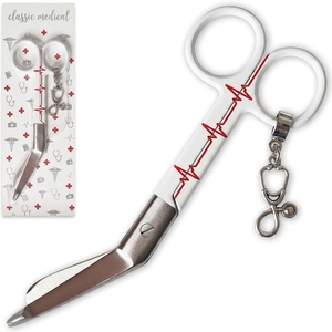 Tijeras de Seguridad de Acero Inoxidable Blancas Personalizadas para Primeros Auxilios, Tijeras Profesionales para Vendajes con Amuleto Médico para Kits de Emergencia - Product Image 1