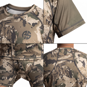 Men's Camo Hunting Base Layer Set-Sublimated Wicking <b>Polyester</b> Short Sleeve Top & <b>Boxer</b> Brief - Product Image 4