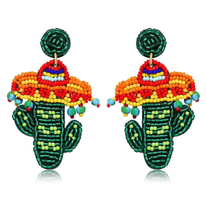 Pendientes Clásicos de Moda Hechos a Mano de Algodón Ligero con Diseño de Mariposa, Bordados con Cuentas de Semillas, Forma de Torre, Colores Personalizados, Estilo 77 - Product Image 6