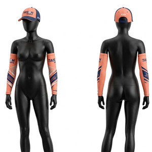 Manguito de Voleibol Premium de Poliéster y Spandex de 220 GSM, Diseño de Paneles Beige, Azul Marino y Naranja, Logotipo Personalizado por Sublimación - Product Image 2