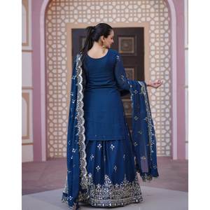 Traje Lehenga de diseñador para mujer con secuencia bordada Conjunto elegante de trabajo - Product Image 5