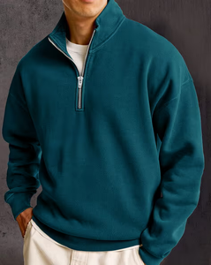 Sweat-shirt à col roulé de haute qualité, coupe ajustée, fermeture à fermeture éclair 1/4, uni, multicolores, pour homme - Product Image 6