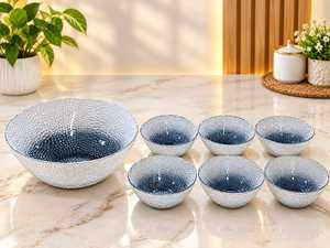 Creative Luxury Glass Salad Bowl Half a Month <b>Large</b> Dessert Fruit Bowl 300mm Diameter Eco-Friendly - Product Image 3
