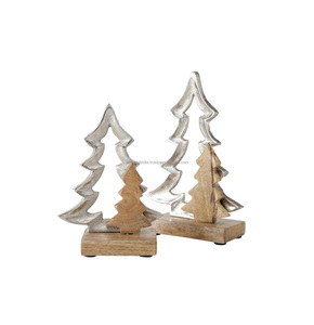 1 arbre de noël en aluminium de haute qualité, ornements avec Base en bois, en métal, Articles pour décoration de noël - Product Image 6