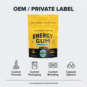 Chewing-gum énergétique certifié GMP avec caféine, vitamines B, sans sucre, étiquette privée OEM - Product Image 2