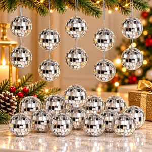 <b>Small</b> Silver Mirror Disco Ball <b>Christmas</b> Ornament Party <b>Decoration</b> Reflective Mosaic Xmas Tree Hanging Bauble Festive Holiday - Product Image 6