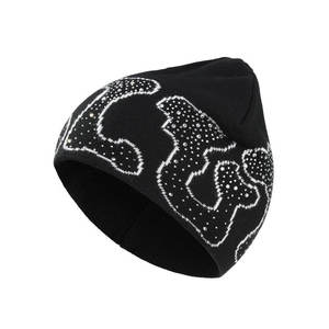 Bonnet en tricot extensible 2026 avec décorations brillantes, luxueux, orné de strass, avec revers, pour l'hiver, personnalisable avec logo imprimé - Product Image 2