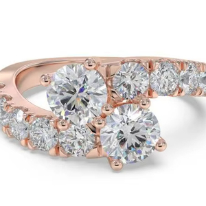 Vintage Lab Grown Diamond Shoulder <b>Set</b> Ring 0.65 Carat Round Brilliant Cut 18K Gold Plated for Certified Fancy Color - Product Image 1