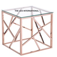 Table d'appoint en acrylique transparent avec design de feuilles de fleurs plaqué or, style moderne et luxueux pour le salon, autres décorations pour la maison