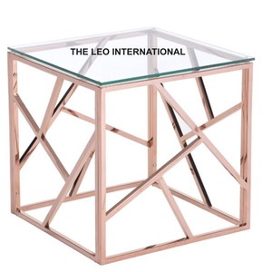 Table d'appoint en acrylique transparent avec design de feuilles de fleurs plaqué or, style moderne et luxueux pour le salon, autres décorations pour la maison - Product Image 6