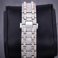 Luxuriöse Herren-Armbanduhr mit Quadratischem Edelstahlgehäuse, Diamanten, Chronograph, Quarzwerk, 43mm Gehäuse, Analoges Zifferblatt, Saphirglas und Schnalle