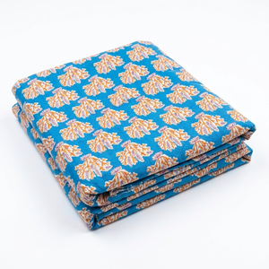 Tissu en coton imprimé à la main multi-couleurs à motifs floraux, tissu respirant imprimé à la main de Jaipur pour robe d'été, vêtements pour femmes - Product Image 1