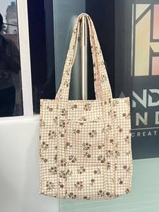 Floral Quilted Cotton Tote <b>Bag</b> <b>Large</b> Capacity Reusable Shoulder Handbag for Shopping Travel Daily Use <b>Christmas</b> Gift - Product Image 1