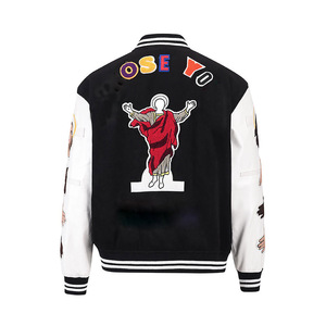 Veste de sport verte pour homme, coupe classique, polyester et coton, broderie, appliqué, patchwork, streetwear, vêtements d'automne - Product Image 4