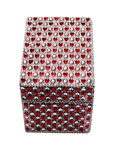 Elegant Silver Embroidered Beaded <b>Storage</b> <b>Trunk</b> with Red Stone Work Decorative Organizer Box for Home Décor Boxes Jewellery - Product Image 2