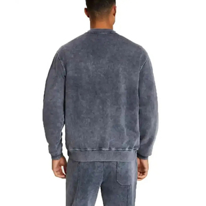 Sweat-shirt à demi-zip pour homme, couleur unie, coton lavé, vêtement décontracté, manches longues, coupe classique, style automne, avec poches latérales - Product Image 5