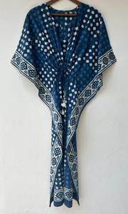 Nuevo Kaftán con Estampado Animal, Cuello en V, Cierre con Cordón, Corte Evase, de Algodón Suave Indio, con Encaje, Largo Completo, para Playa, para Mujer - Product Image 4