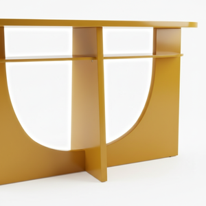 Table console, table d'appoint avec plateau en bois d'hévéa durable, placage chêne MDF, table basse au design moderne, couleur jaune - Product Image 6