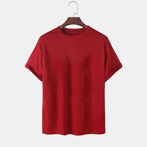 Camiseta Básica de Algodón Pesado para Hombre, Cuello Simulado, Hombros Caídos, Ajuste Holgado, Manga Corta, Tallas Grandes, para Venta al por Mayor - Product Image 1