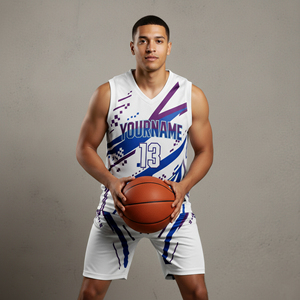 Conjunto de Camiseta de Baloncesto Sublimada Personalizada al por Mayor, Unisex, de Alta Calidad, 100% Poliéster, Transpirable, Tallas Grandes, con Cualquier Nombre y Número - Product Image 1