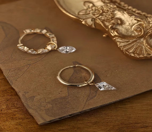 Pendientes Colgantes de Oro de 14K con Diamantes, Dijes Intercambiables, Pendientes de Gota con Múltiples Formas, Joyería Minimalista para Mujer, Uso Diario, Regalo - Product Image 5