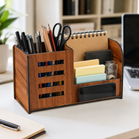 Support de stylo en bois moderne et élégant, support de téléphone portable multifonction, nouveau design, organiseur de bureau gravé, rangement suspendu pour la maison