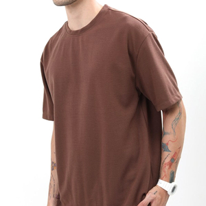 Heavyweight 100% Cotton Drop Shoulder T Shirt Streetwear Men's Oversize T-Shirts Logo Custom 300 Gsm <b>Plain</b> Baggy <b>Tshirts</b> - Product Image 4