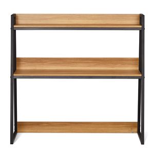 2-Tier <b>Desktop</b> Storage Organizer 37.4 X 12.6 X 35.4 Inch Wood Color Office Rack Bookcases Bookshelves Display <b>Shelf</b> for <b>Desktop</b> - Product Image 1