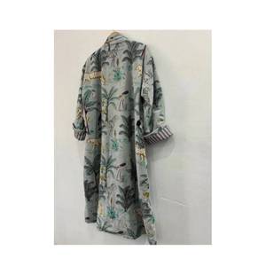 Peignoir en tissu de velours à motif de cocotier avec cordon de serrage Peignoirs de bain toutes saisons - Product Image 3