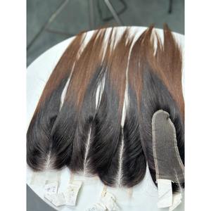 Ombre Lace Closure Straight Dark Root <b>Chestnut</b> Brown Vietnamese Virgin Double Drawn Human Hair Wholesale - Product Image 3