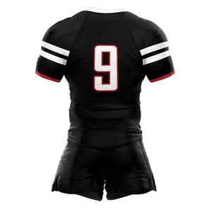 Maillot de rugby sans manches pour homme, col en V, sublimé, anti-humidité, séchage rapide, 100 % polyester, personnalisable avec nom et numéro d'équipe - Product Image 3