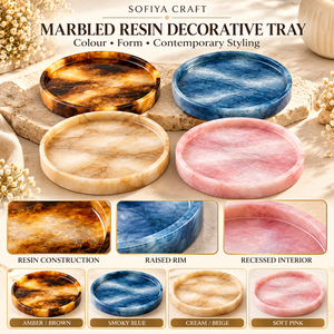 Plateau de service décoratif multifonctionnel en résine effet marbre SOFIYA CRAFT, artisanat moderne, couleur personnalisée, décoration de mariage - Product Image 3