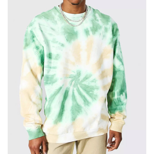 เสื้อสเวตเชิ้ตย้อมสีแบบแอซิดวอชสำหรับผู้ชาย สไตล์ไฮสตรีท ผ้าฝ้าย 100% ทรงหลวมไหล่ตก คอกลม ไม่มีลาย ย้อมสีแบบไทได ทรงโอเวอร์ไซส์ สวมใส่สบาย - Product Image 4