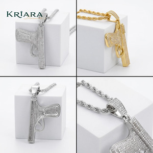 Pendentif pistolet style hip-hop en argent 925 rhodié et plaqué or 18 carats avec moissanite, bijoux pour homme, cadeau d'anniversaire - Product Image 3