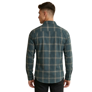 Teal <b>Blue</b> Plaid Men <b>Flannel</b> <b>Shirt</b> Long Sleeve Button Down Checkered Casual <b>Shirt</b> Soft Brushed Fabric Everyday Streetwear Wholesa - Product Image 2