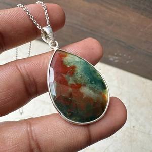 Colgante de piedra de sangre con corte rosa, plata de ley 925, collar de piedras preciosas hecho a mano, joyería minimalista y delicada, regalo para ella - Product Image 6