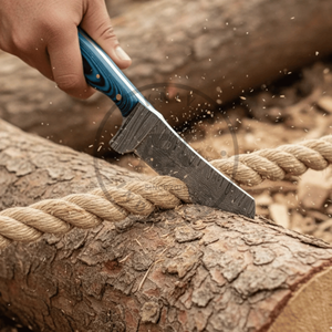 Couteau de chasse et de camping Rasp Steel Damascus BullCutter à lame fixe, manche en bois Pakka, bord droit, garantie 3 ans - Product Image 2