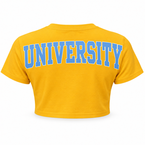 Camiseta Corta Dorada de los Jaguars de la Universidad del Sur, Personalizada con Gráficos de Mascota HBCU para Mujer, Top Corto de Algodón al por Mayor - Product Image 2