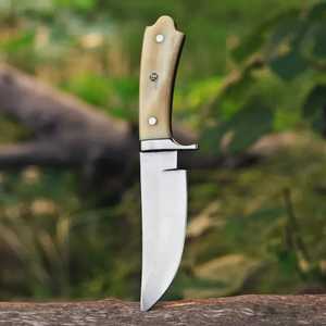 Cuchillo portátil personalizable al por mayor OEM ODM hecho a mano de acero al carbono recto de grado industrial con mango de hueso para camping al aire libre - Product Image 2