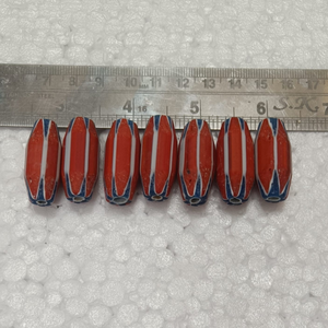 Nouvelles perles en verre rouge Chevron, longues, ovales, rayées, en forme de tube Rosetta, perles lâches pour la fabrication de colliers, bracelets et bijoux DIY, vente en gros - Product Image 1