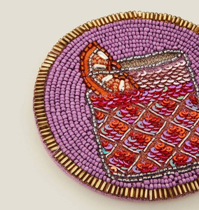 Premium Handmade Eco-Friendly Seed <b>Bead</b> Glass <b>Coaster</b> Set Cups Glasses Contemporary Embroidery Table Protection Mats - Product Image 5