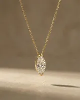Collar con Colgante de Diamante Cultivado en Laboratorio, Corte Marquesa, Joyería Fina para Mujer, Claridad VVS, Oro Sólido de 14K, Sin Níquel, Certificado IGI