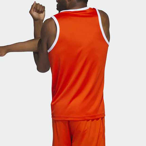 Maillot de basket sans manches pour homme, orange, coupe athlétique, couleur unie, évacuation de l'humidité, vêtements de sport toutes saisons - Product Image 2